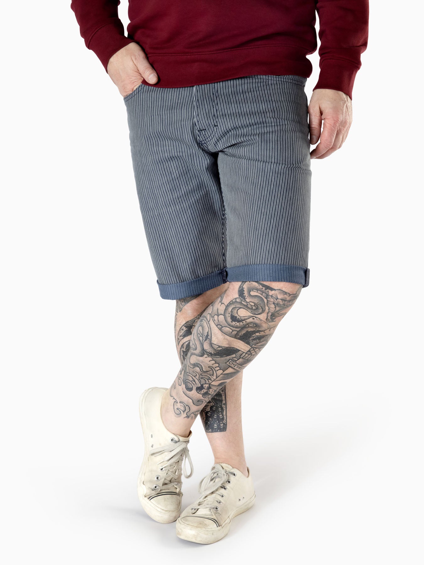 Limited Edition Cool Pete Short in a Indigo yarn dyed Japanese striped lightweight fabric