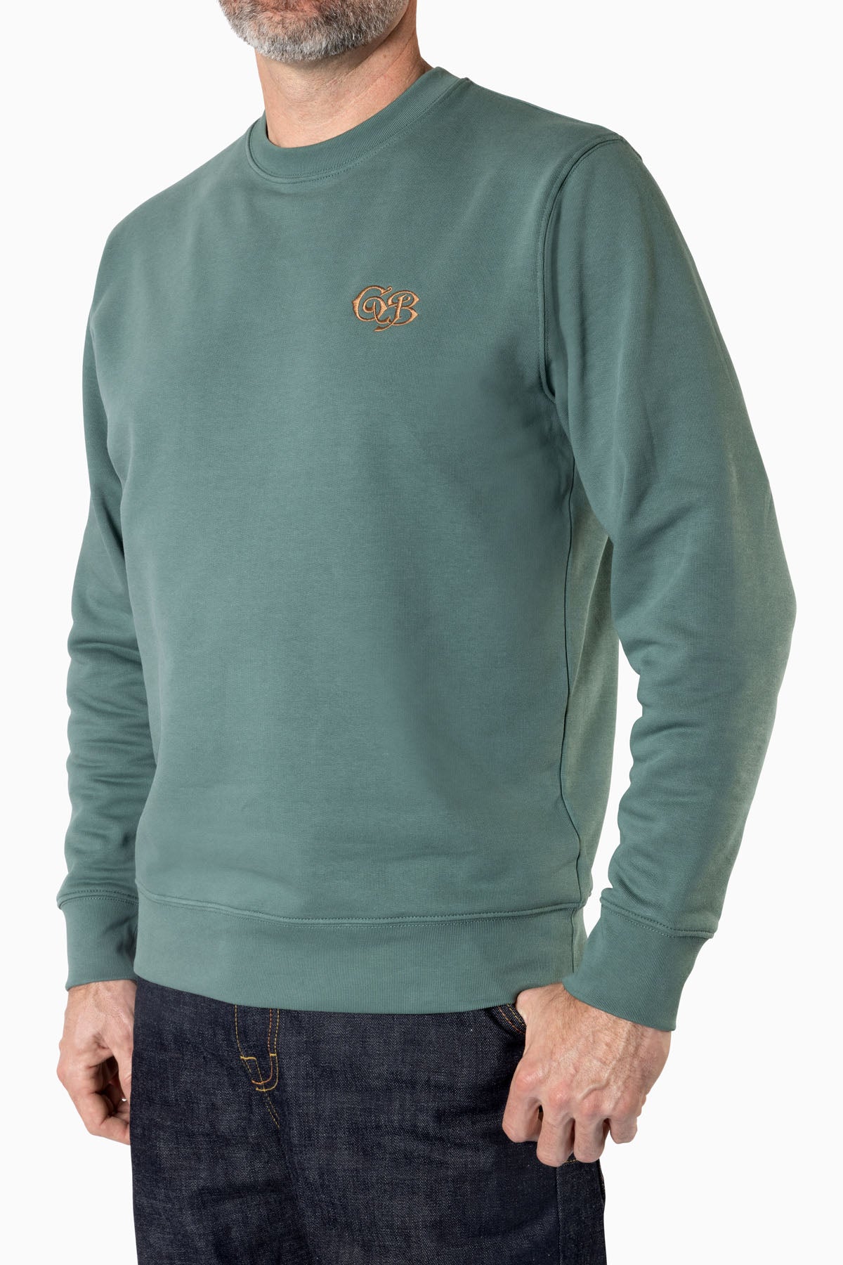 Sweater GB Logo  Bottle Green/ Gold embroidery