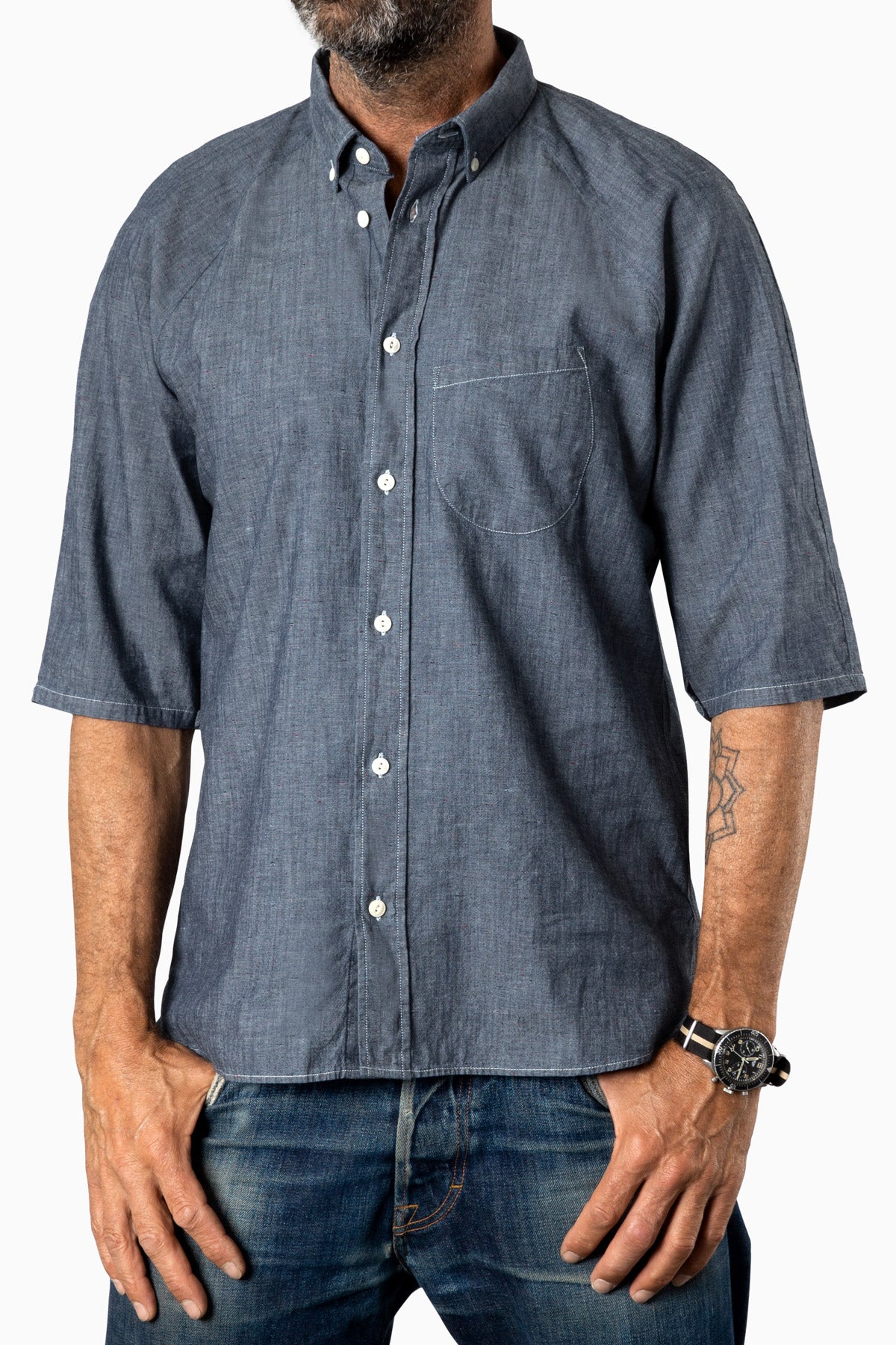 Worker-shirt Short Sleeve Chambray