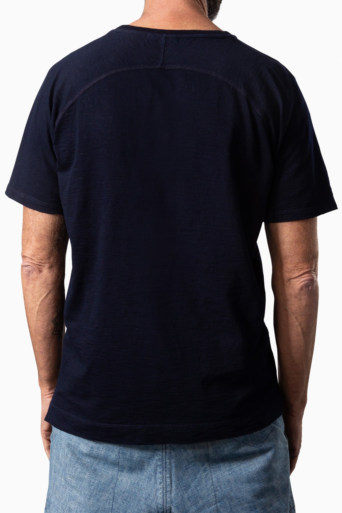 Curved Pocket Tee Dark Indigo Dyed