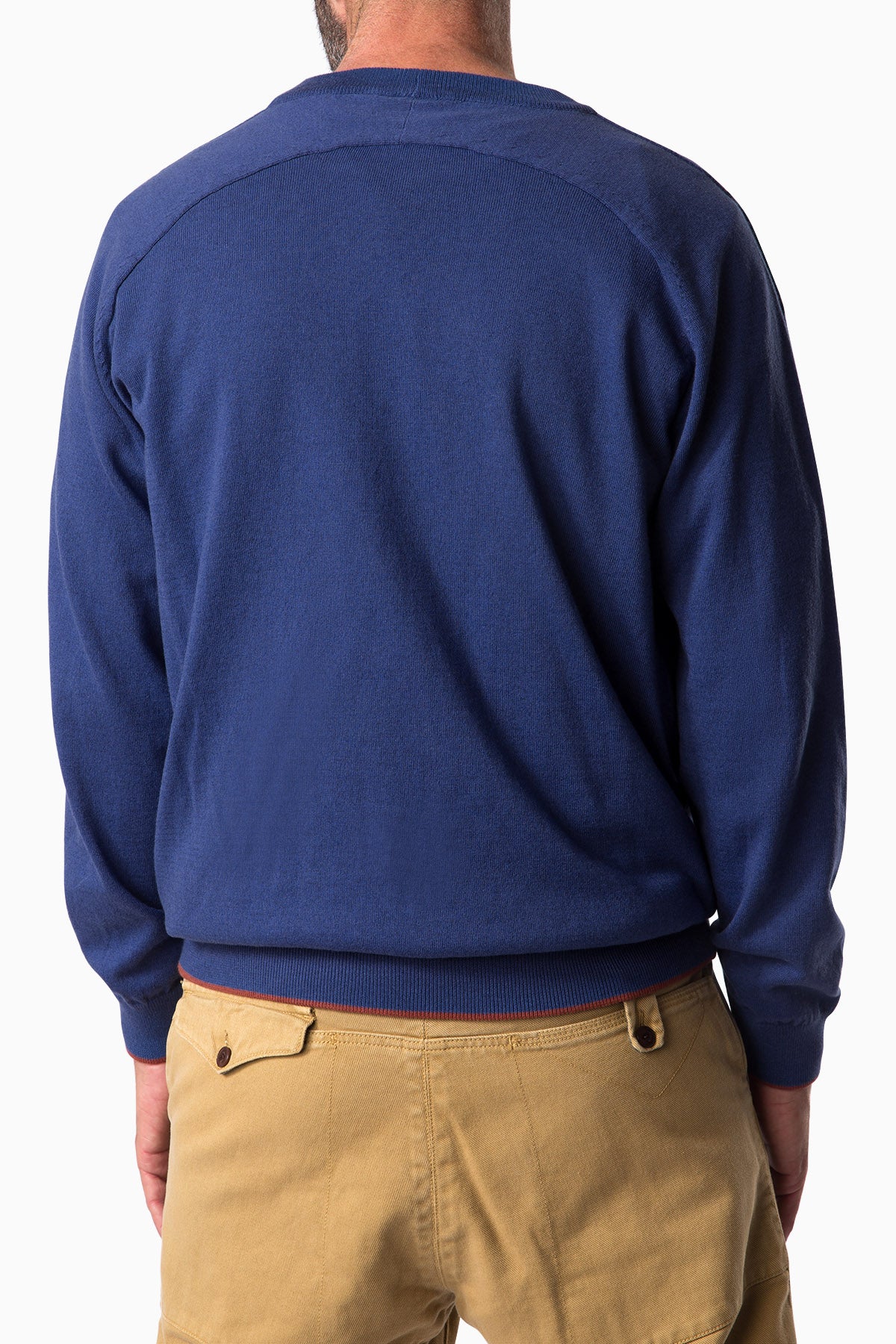 Curved Knit Blue Cotton/Cashmere