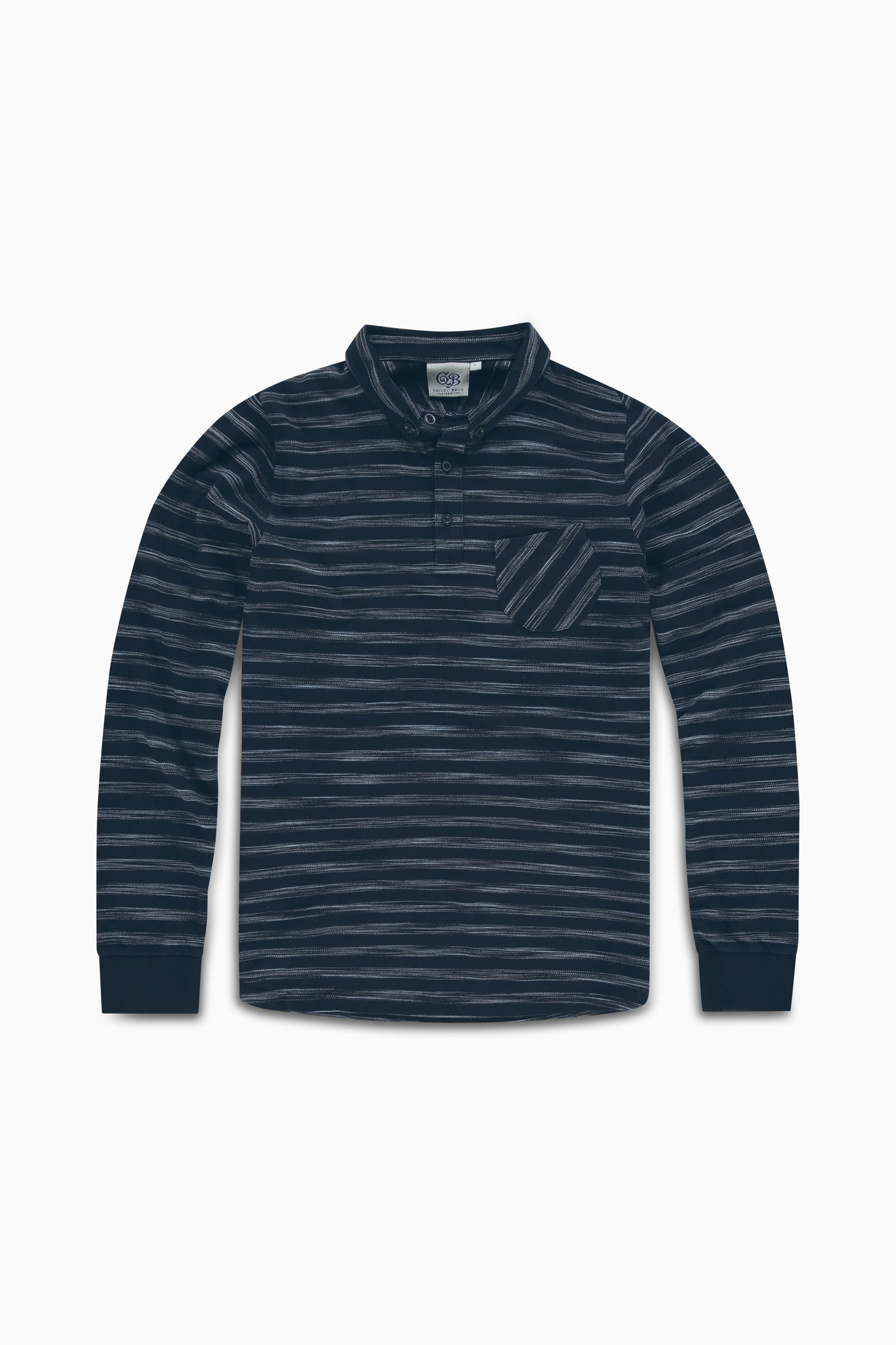 Polo Curved L/S Indigo Stripe